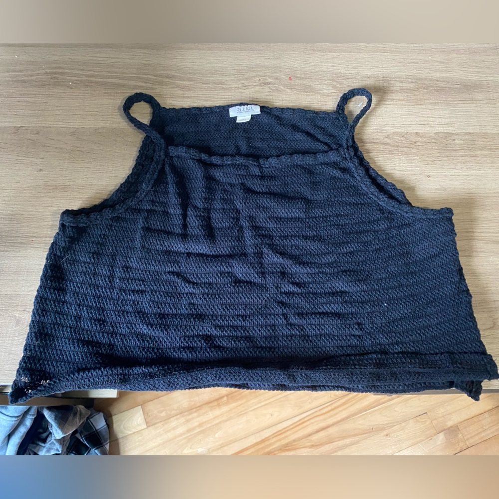 a.n.a Black Knit Crop Top